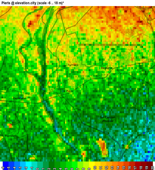 Pieris elevation map