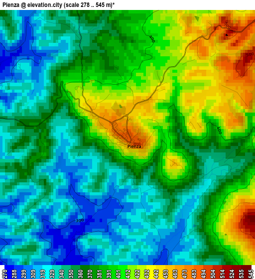 Pienza elevation map