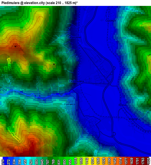 Piedimulera elevation map