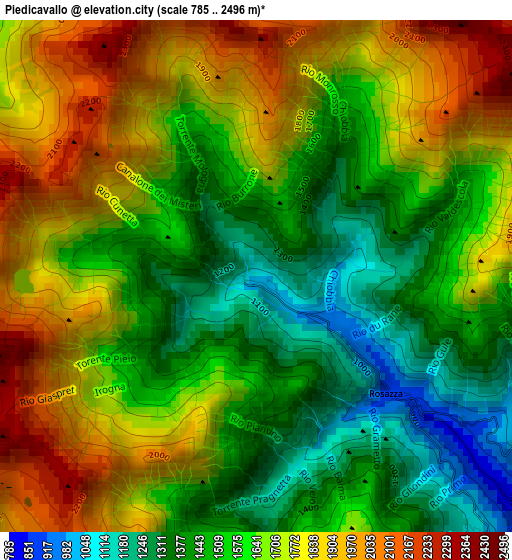 Piedicavallo elevation map