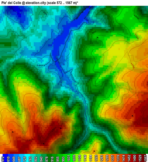 Pie' del Colle elevation map