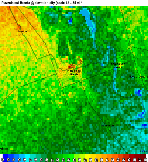 Piazzola sul Brenta elevation map