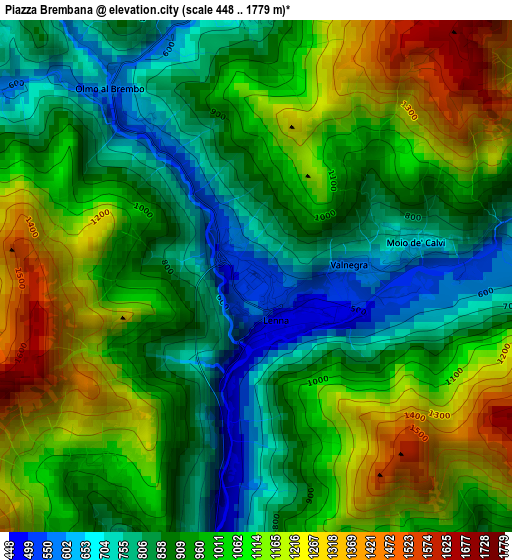 Piazza Brembana elevation map