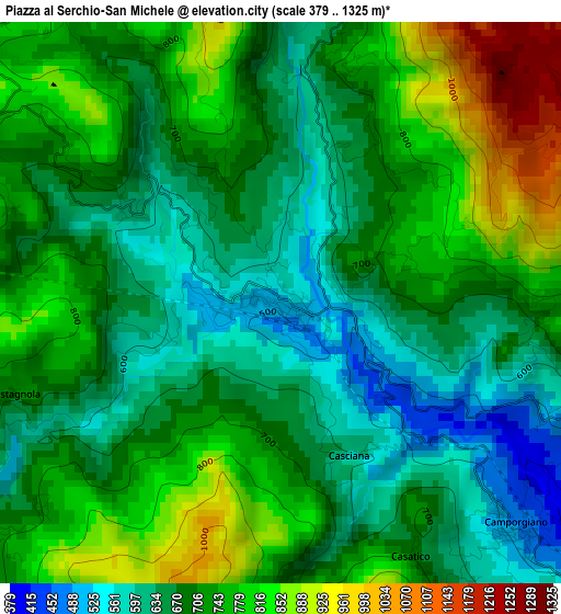 Piazza al Serchio-San Michele elevation map