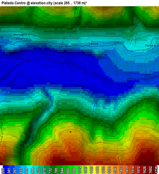 Piateda Centro elevation map