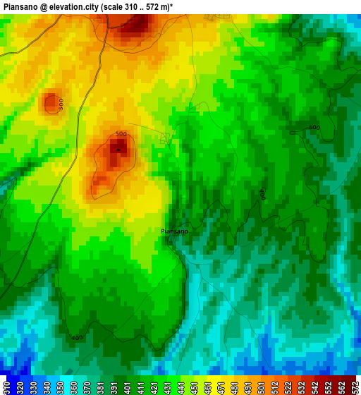 Piansano elevation map