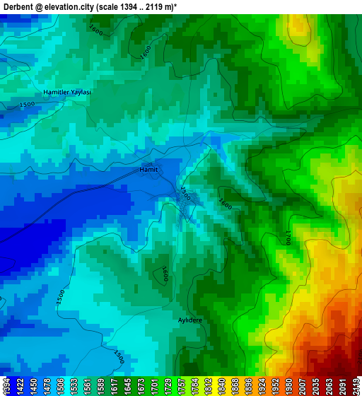 Derbent elevation map