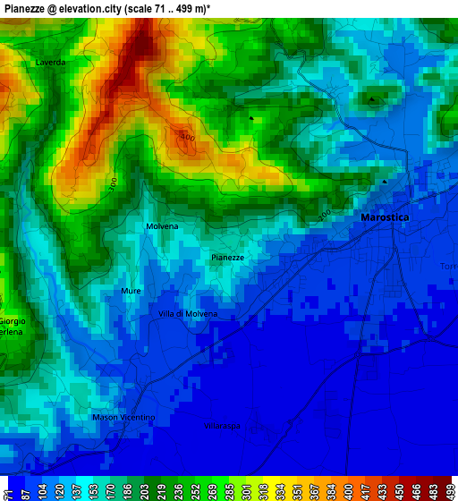 Pianezze elevation map
