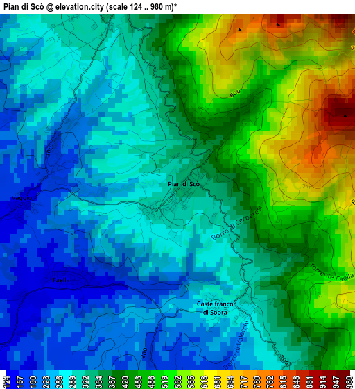 Pian di Scò elevation map