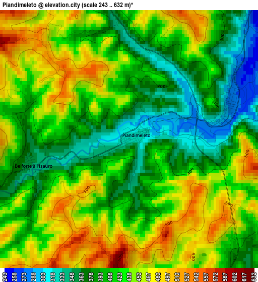 Piandimeleto elevation map