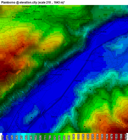 Piamborno elevation map