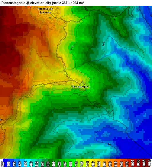 Piancastagnaio elevation map