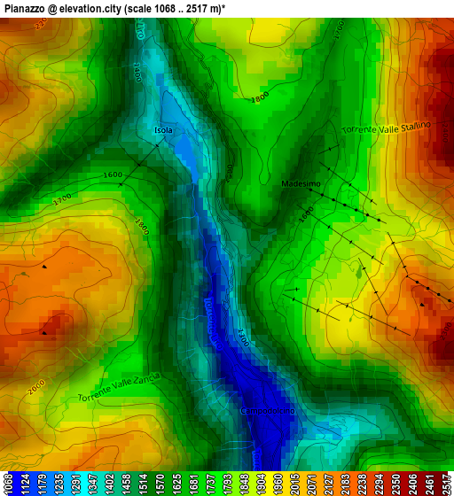 Pianazzo elevation map