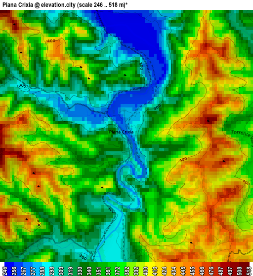 Piana Crixia elevation map