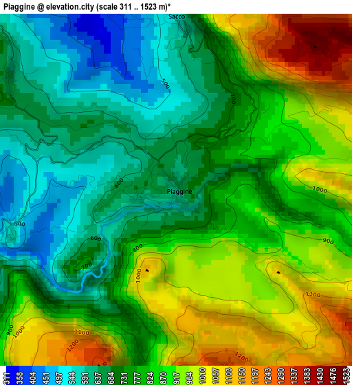 Piaggine elevation map