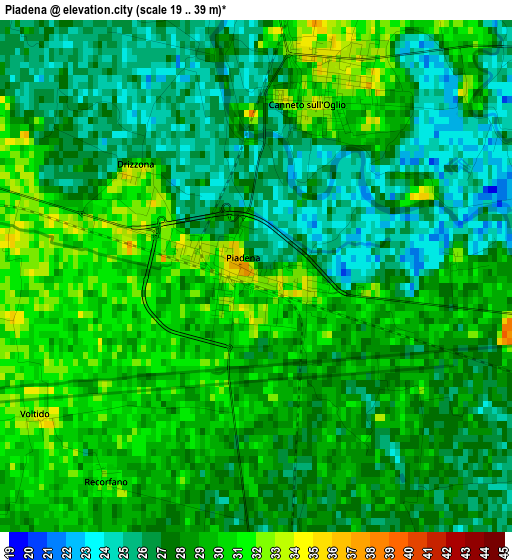 Piadena elevation map