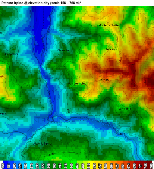 Petruro Irpino elevation map