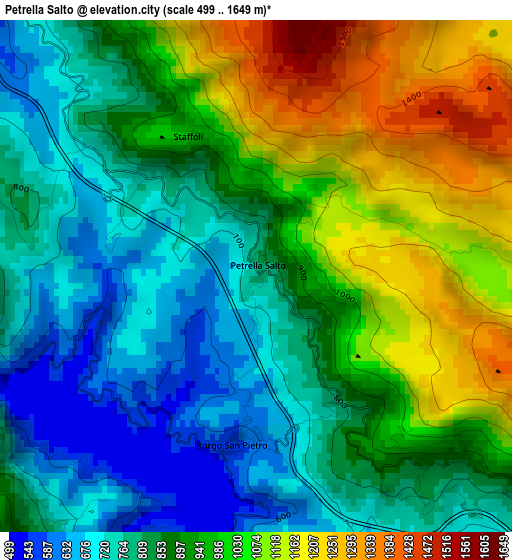 Petrella Salto elevation map