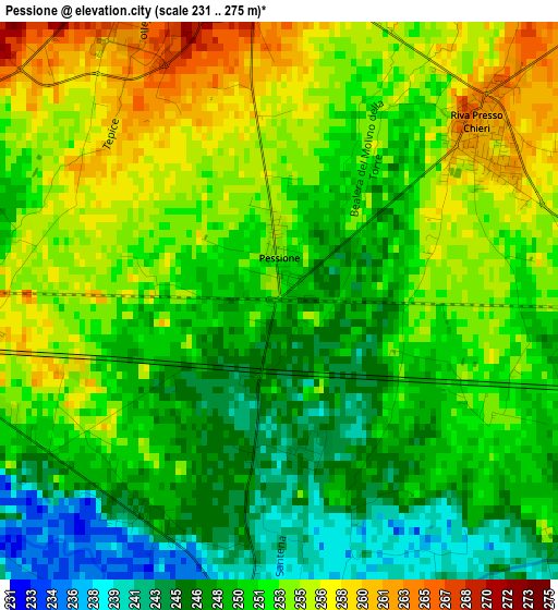 Pessione elevation map