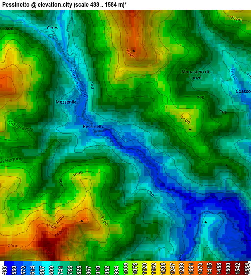 Pessinetto elevation map