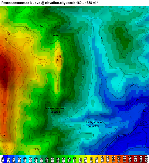 Pescosansonesco Nuovo elevation map