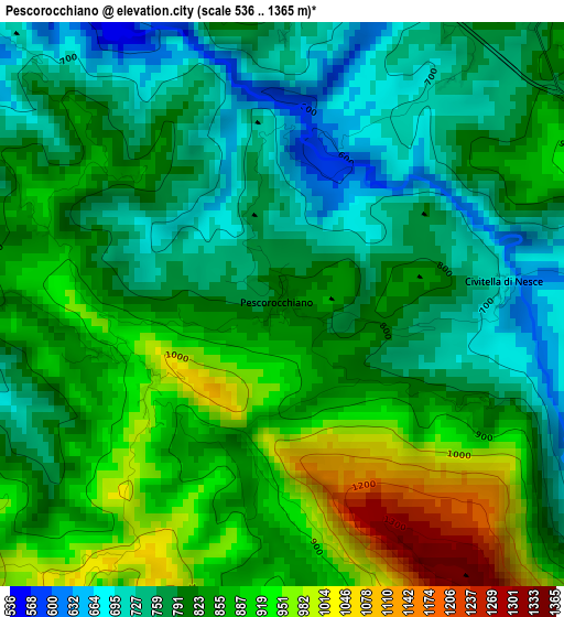 Pescorocchiano elevation map