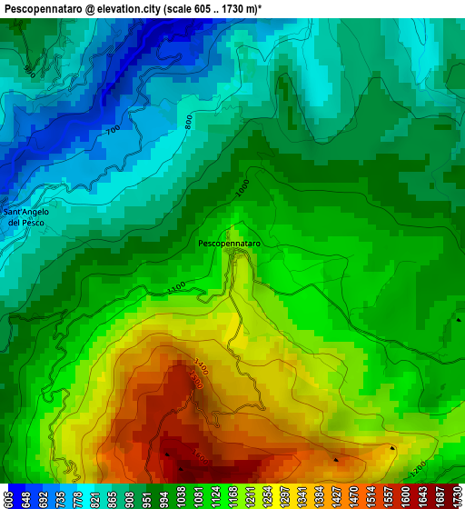 Pescopennataro elevation map