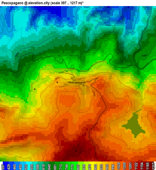 Pescopagano elevation map