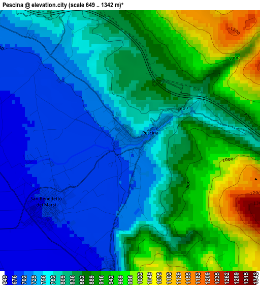 Pescina elevation map