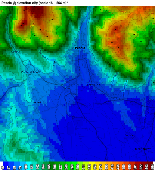 Pescia elevation map