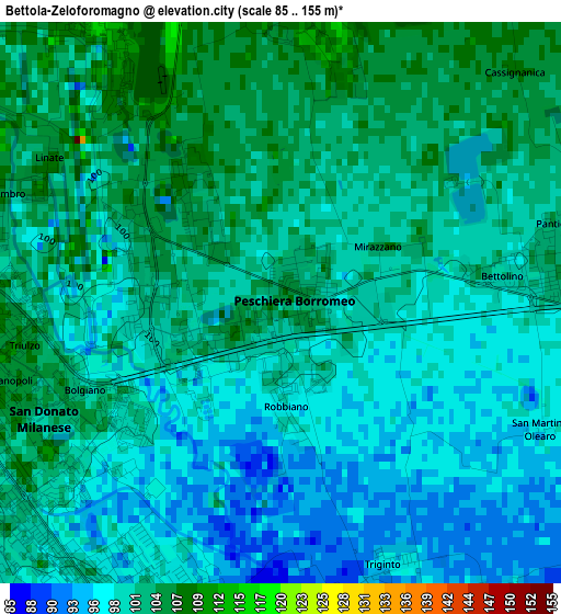 Bettola-Zeloforomagno elevation map