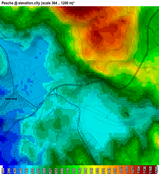 Pesche elevation map