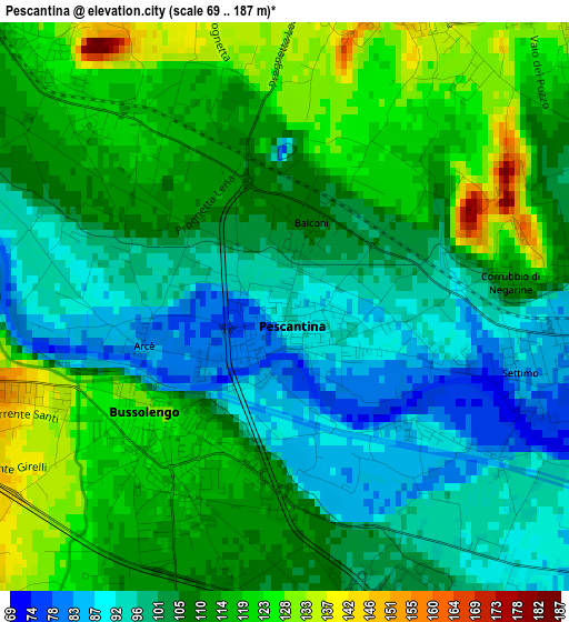 Pescantina elevation map