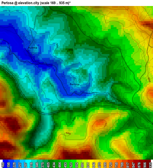 Pertosa elevation map