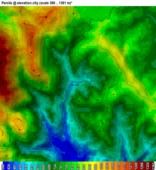 Percile elevation map