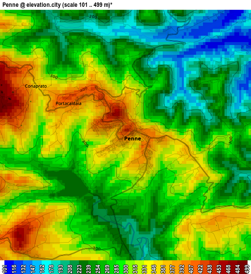 Penne elevation map