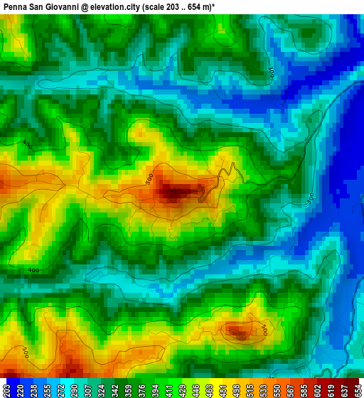 Penna San Giovanni elevation map