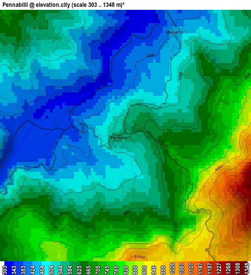 Pennabilli elevation map