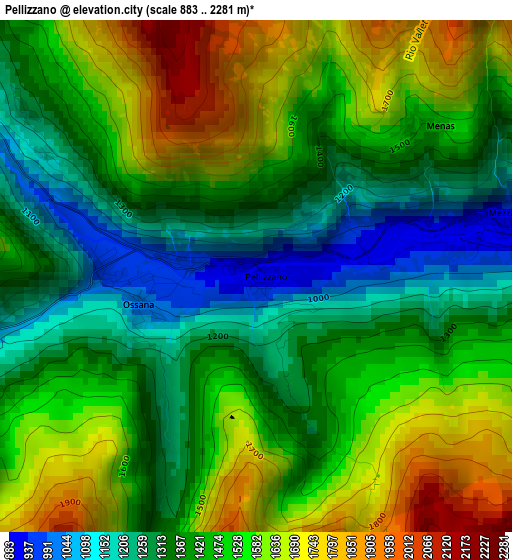 Pellizzano elevation map