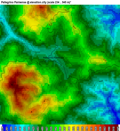 Pellegrino Parmense elevation map