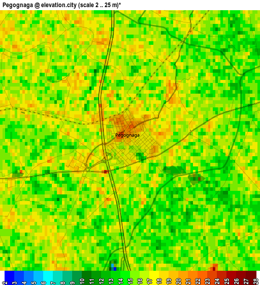 Pegognaga elevation map