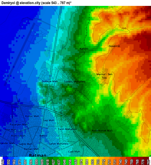 Demiryol elevation map