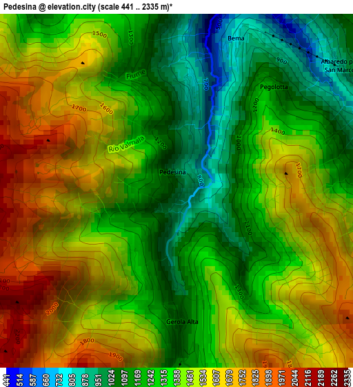 Pedesina elevation map