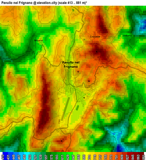 Pavullo nel Frignano elevation map