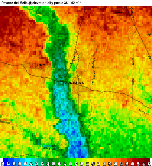 Pavone del Mella elevation map