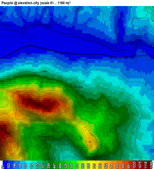 Paupisi elevation map