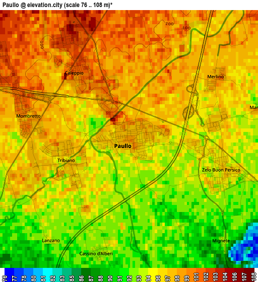 Paullo elevation map