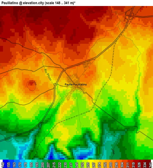 Paulilatino elevation map