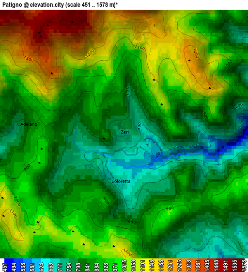 Patigno elevation map