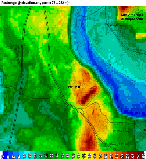 Pastrengo elevation map